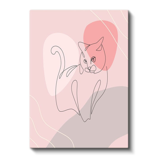 Zarif Kedi - İnce Çizgilerle Minimalist Portre Kanvas Tablo