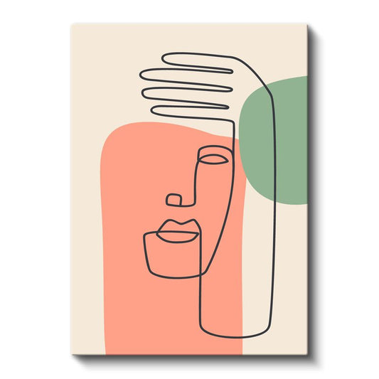 Soyut Portre - Tek Çizgi Minimalist Yüz Kanvas Tablo