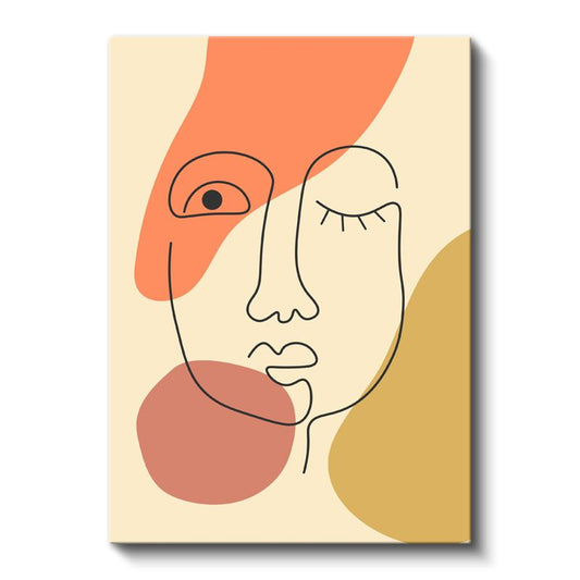 Tek Çizgi Portre - Modern Soyut Yüz Tasarımı Kanvas Tablo
