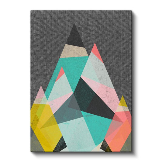 Renkli Üçgenler - Geometrik Dağ Formu Kanvas Tablo