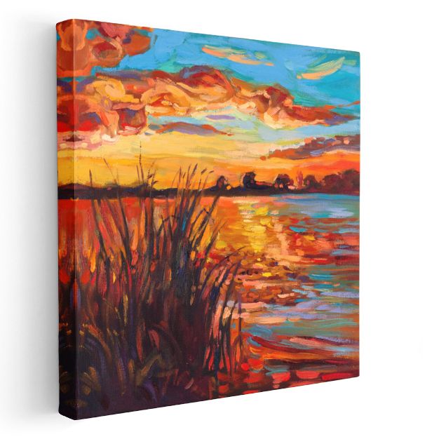 Alev Tonları - Gün Batımı Manzarası Kanvas Tablo