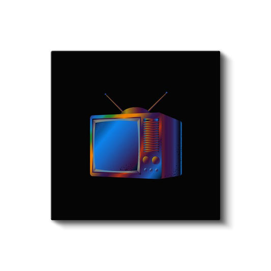 Retro Teknoloji - Neon Efektli Televizyon Kanvas Tablo