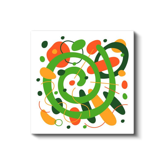 Spiral Enerji - Turuncu Yeşil Harmonisi Kanvas Tablo