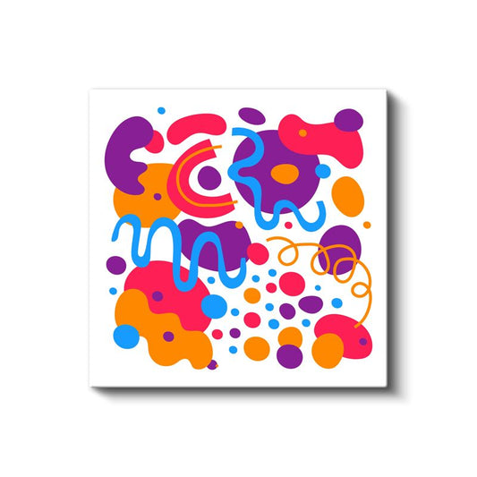 Renk Şöleni - Modern Mor Pembe Mavi Dalgalı Desenler Kanvas Tablo