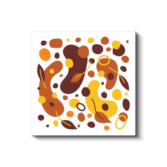 Sonbahar Soyutlaması - Organik Kahverengi Turuncu Formlar Kanvas Tablo