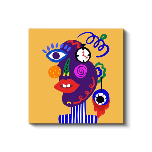 Sürrealist Portre - Modern Sanat Renkli Yüz İfadesi Kanvas Tablo