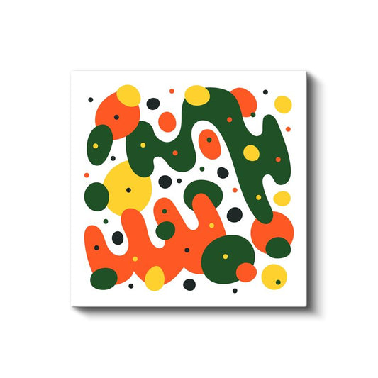 Renkli Geometri - Turuncu Yeşil Sarı Soyut Desen Kanvas Tablo