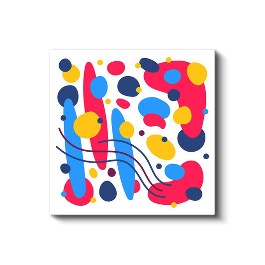 Renkli Geometrik Dalgalar - Modern Soyut Kompozisyon Kanvas Tablo