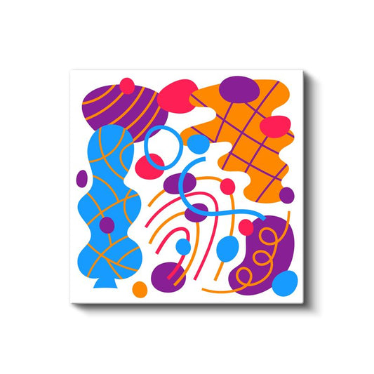 Renkli Armoni - Geometrik Desenli Soyut Kompozisyon Kanvas Tablo