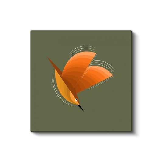 Turuncu Sinek Kuşu - Canlı Renkli Geometrik Tasarım Kanvas Tablo