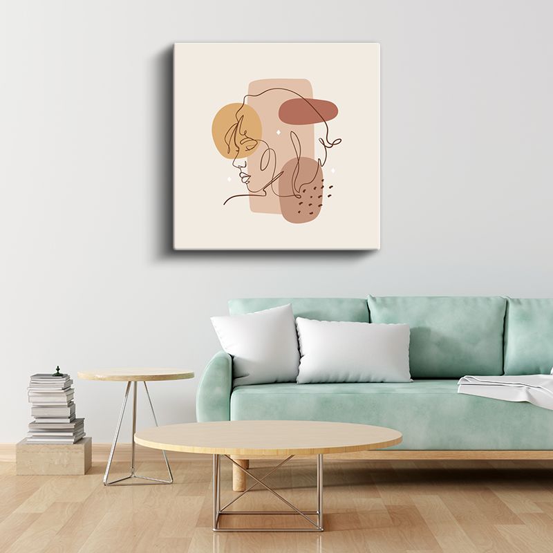 Profil Silüeti - Pastel Tonlarda Geometrik Kompozisyon Kanvas Tablo