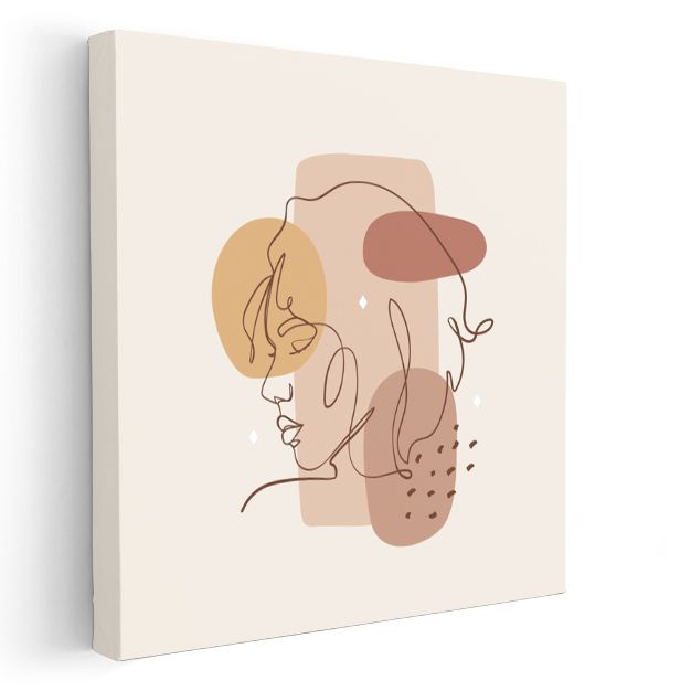 Profil Silüeti - Pastel Tonlarda Geometrik Kompozisyon Kanvas Tablo