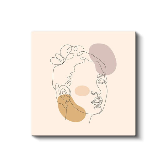 Tek Çizgi Yüz - Pastel Tonlarda Soyut İfade Kanvas Tablo