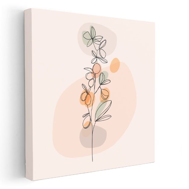 Soyut Botanik - Minimalist Çizgilerle Stilize Edilmiş Kanvas Tablo