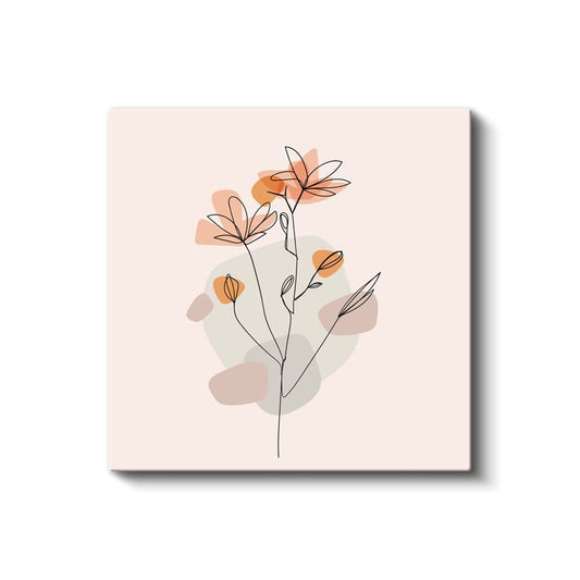 Zarif Çiçek Dalı - Pastel Renk Geçişli Vektörel Kanvas Tablo