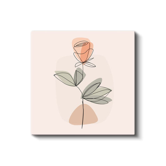 Zarif Tomurcuk - Minimalist Çizgi Sanatı Gül Kanvas Tablo
