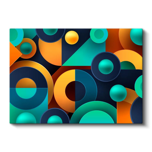 Renkli Daireler - Dinamik Geometrik Kompozisyon Kanvas Tablo