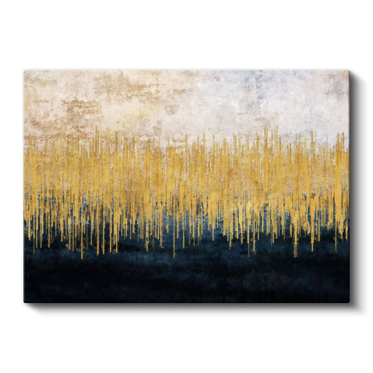 Altın Çizgiler - Minimalist Dikey Ritim Kanvas Tablo