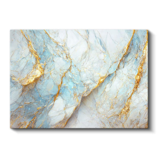 Altın Damarlar - Mavi Mermer Dokusu Kanvas Tablo