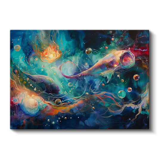 Kozmik Akış - Renkli Soyut Evren Kanvas Tablo