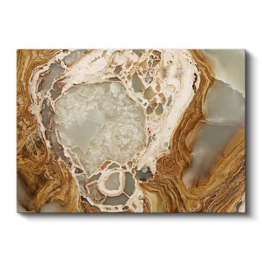 Kristal Oluşum - Amber Tonları Jeod Dilimi Soyut Kanvas Tablo