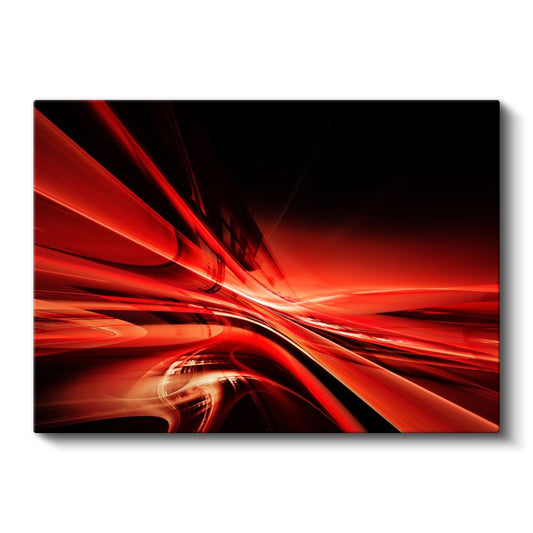 Kırmızı Dinamizm - Hız Çizgileri Soyut Kanvas Tablo