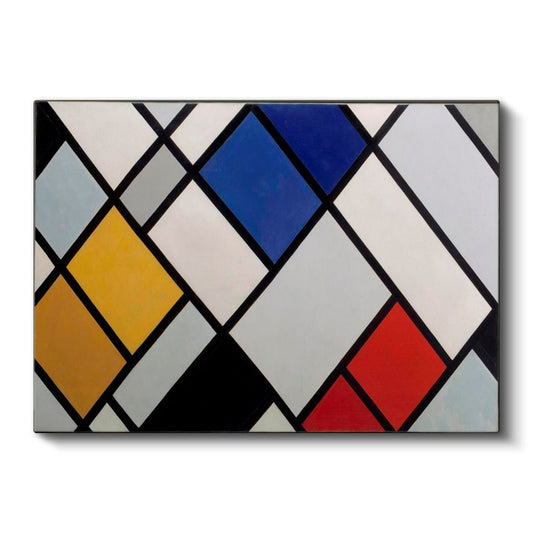 Geometrik Denge - Renkli Kareler ve Çizgiler Kanvas Tablo