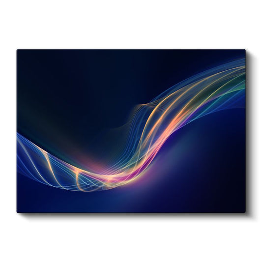 Işık Dansı - Neon Renkli Dalga Çizgileri Kanvas Tablo