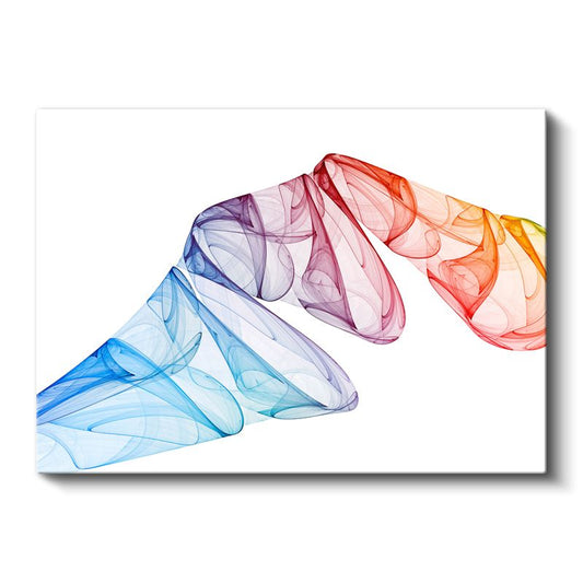 Gökkuşağı Spektrumu - Şeffaf Dalgalı Formlar Kanvas Tablo