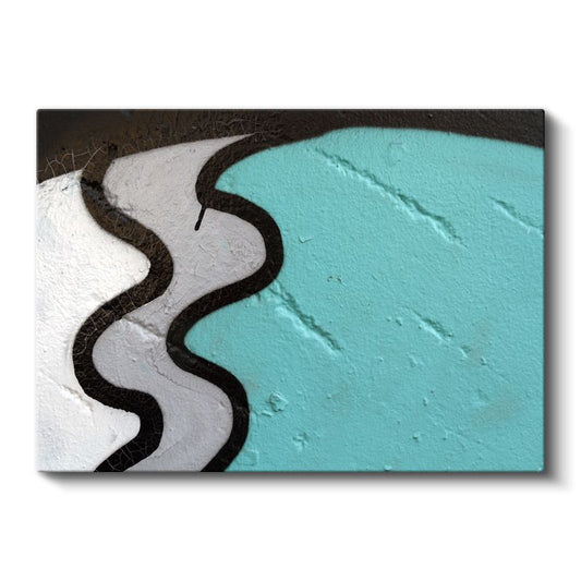 Dalgalı Yolculuk - Turkuaz Siyah Geometrik Formlar Kanvas Tablo