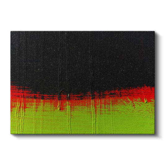 Geometrik Katmanlar - Siyah Kırmızı Yeşil Üçlüsü Kanvas Tablo