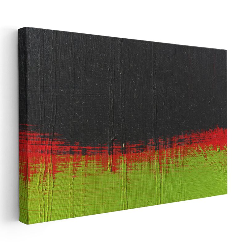 Geometrik Katmanlar - Siyah Kırmızı Yeşil Üçlüsü Kanvas Tablo