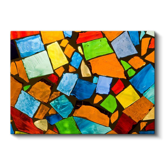 Renkli Mozaik - Geometrik Parçaların Dansı Kanvas Tablo