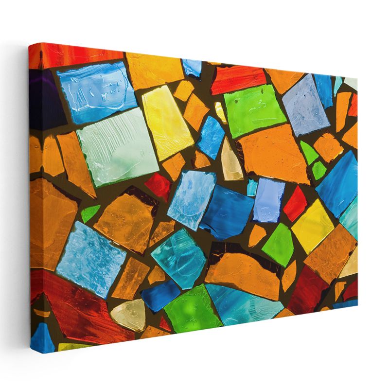 Renkli Mozaik - Geometrik Parçaların Dansı Kanvas Tablo
