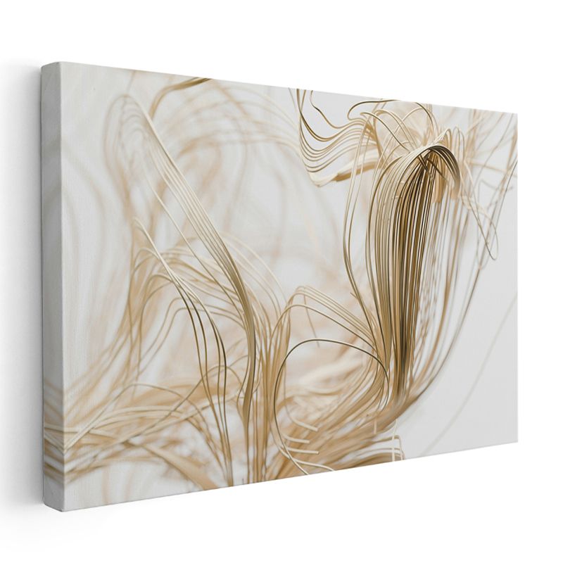 Altın İnce Çizgiler - Zarif Soyut Kompozisyon Kanvas Tablo