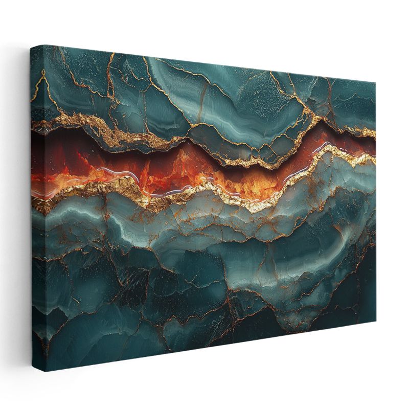 Zümrüt Altın Damarlar - Jeolojik Soyut Desen Kanvas Tablo