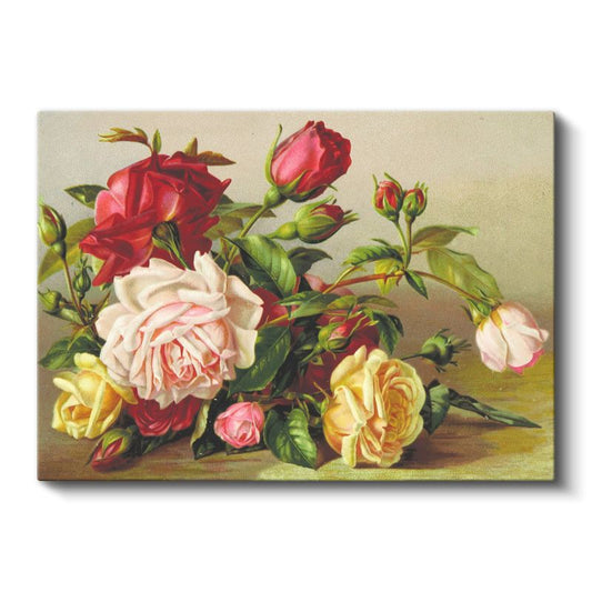 Klasik Gül Buketi - Zarif Çiçek Aranjmanı Kanvas Tablo