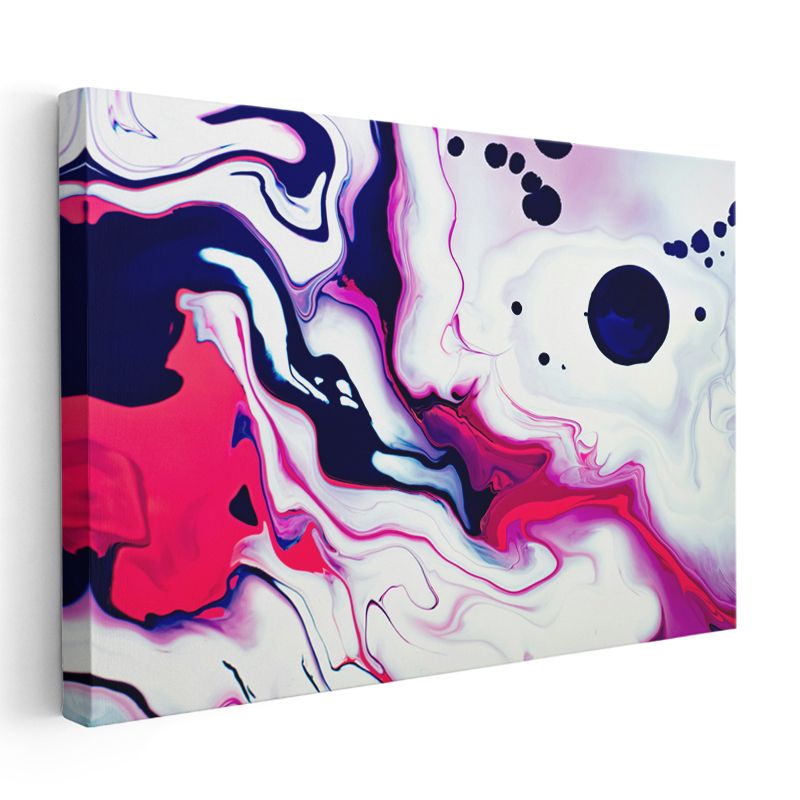 Sıvı Renkler - Pembe Beyaz Akışkan Sanat Kanvas Tablo