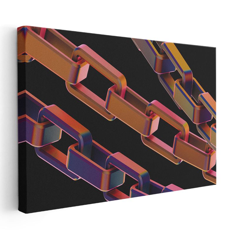 Metalik Zincirler - Geometrik Formlar Vektörel Kanvas Tablo