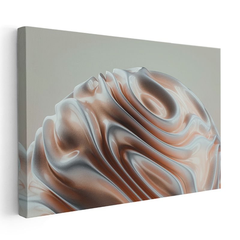 Bakır Dalgalar - Metalik Kıvrımlar Soyut Kanvas Tablo