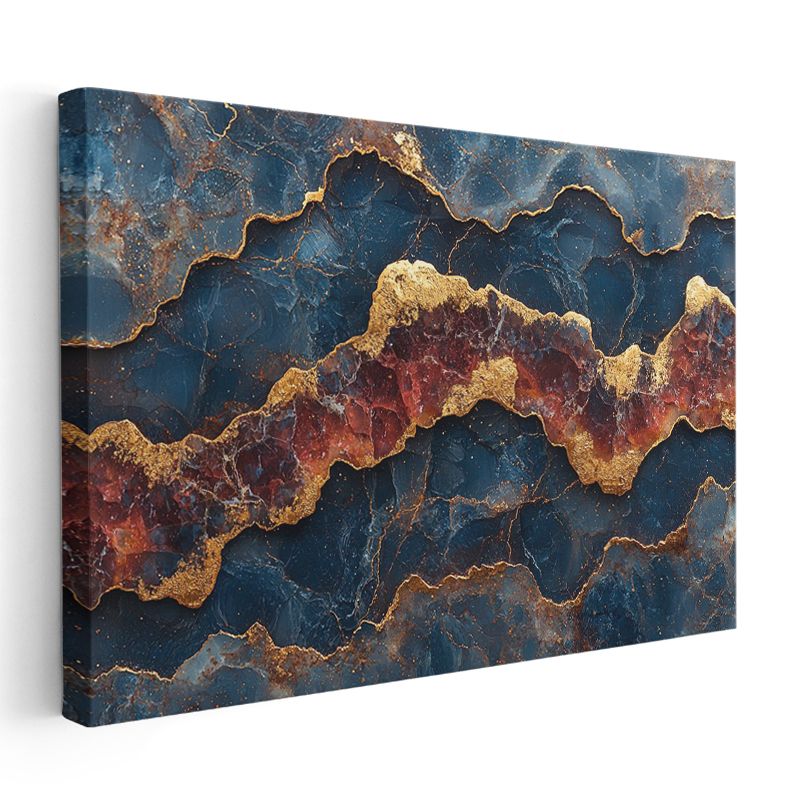 Altın Damarlar - Jeolojik Formlar Soyut Kanvas Tablo