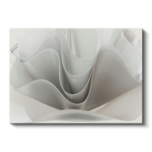 Beyaz Kıvrımlar - Minimalist Geometrik Form Kanvas Tablo