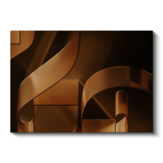 Bronz Geometri - Modern 3D Formlar Kanvas Tablo