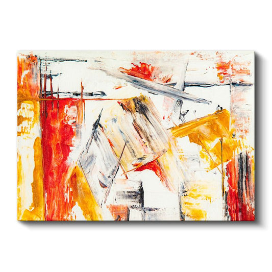 Soyut Ekspresyonizm - Kırmızı ve Sarı Fırça Darbeleri Kanvas Tablo
