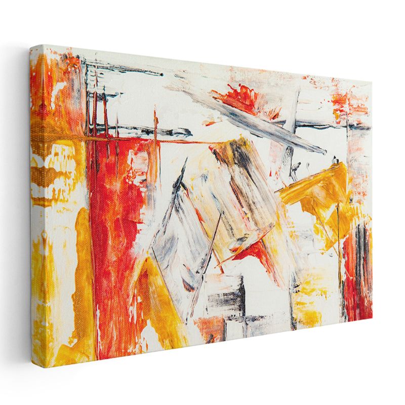 Soyut Ekspresyonizm - Kırmızı ve Sarı Fırça Darbeleri Kanvas Tablo