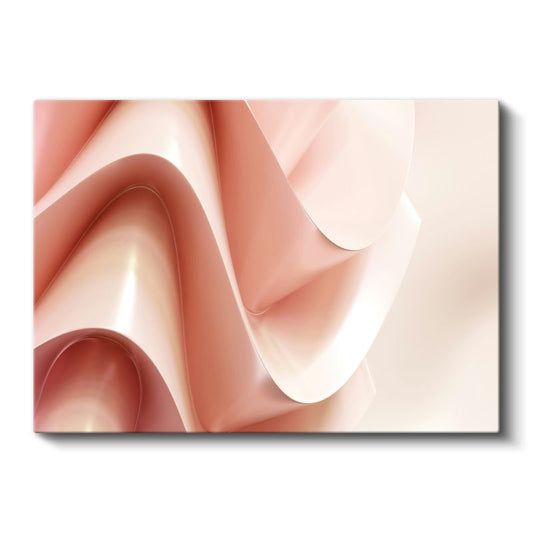 Yumuşak Katmanlar - Pembe Tonlarda 3D Dalgalı Formlar Kanvas Tablo