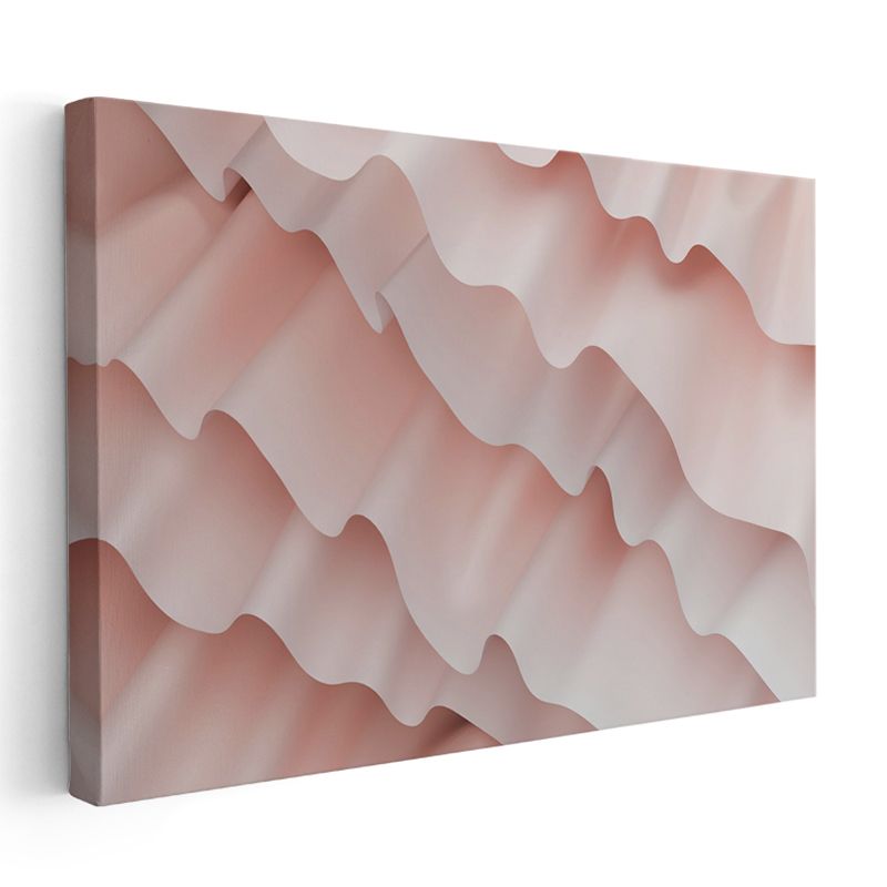 Dalgalı Katmanlar - Pembe Tonlarında Minimalist Geometri Kanvas Tablo