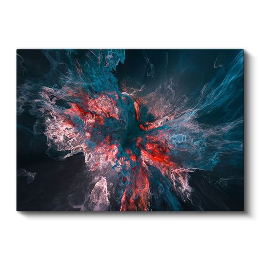 Derin Patlama - Mavi ve Kırmızı Tonlarında Kozmik Enerji Kanvas Tablo