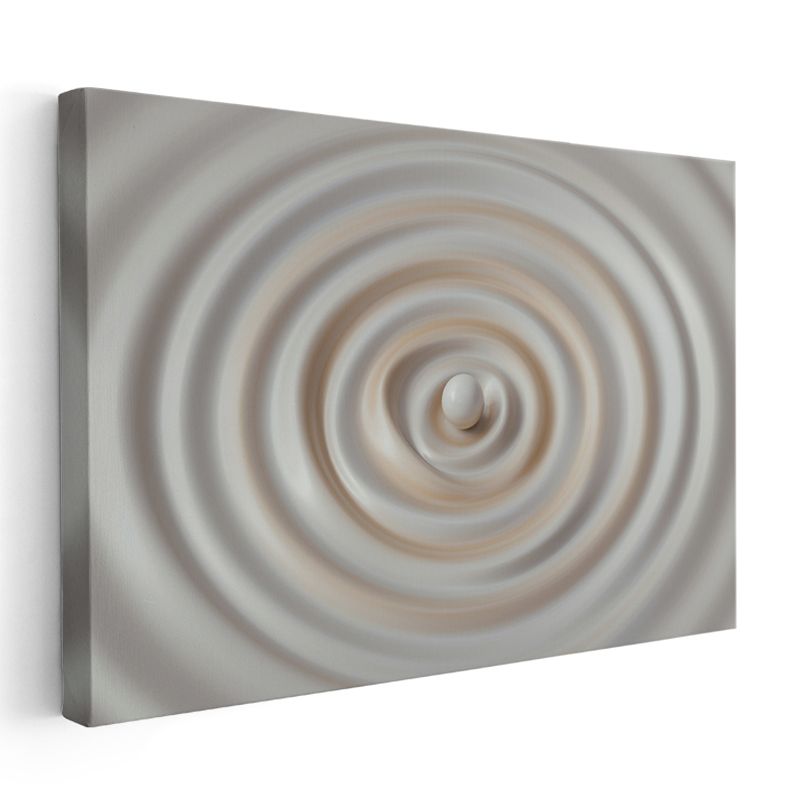 Hipnotik Daireler - Bej Tonlarında Minimalist Spiral Kanvas Tablo