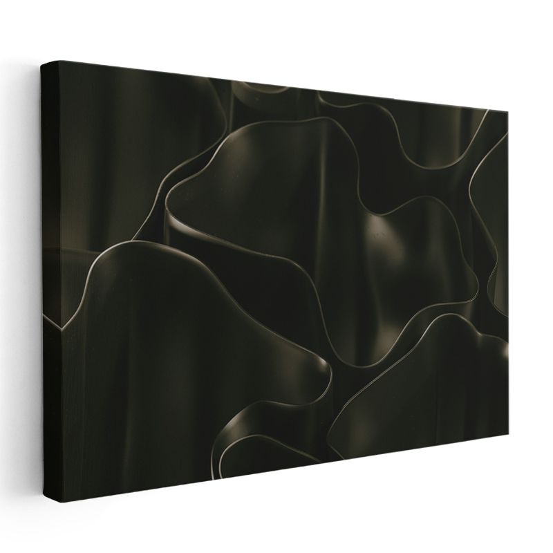Gece Dalgaları - Siyah Üzerine Zarif Çizgiler Kanvas Tablo